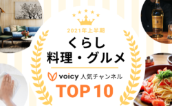 2021年上半期【くらし＆料理・グルメ】Voicy人気チャンネルTOP10を発表！